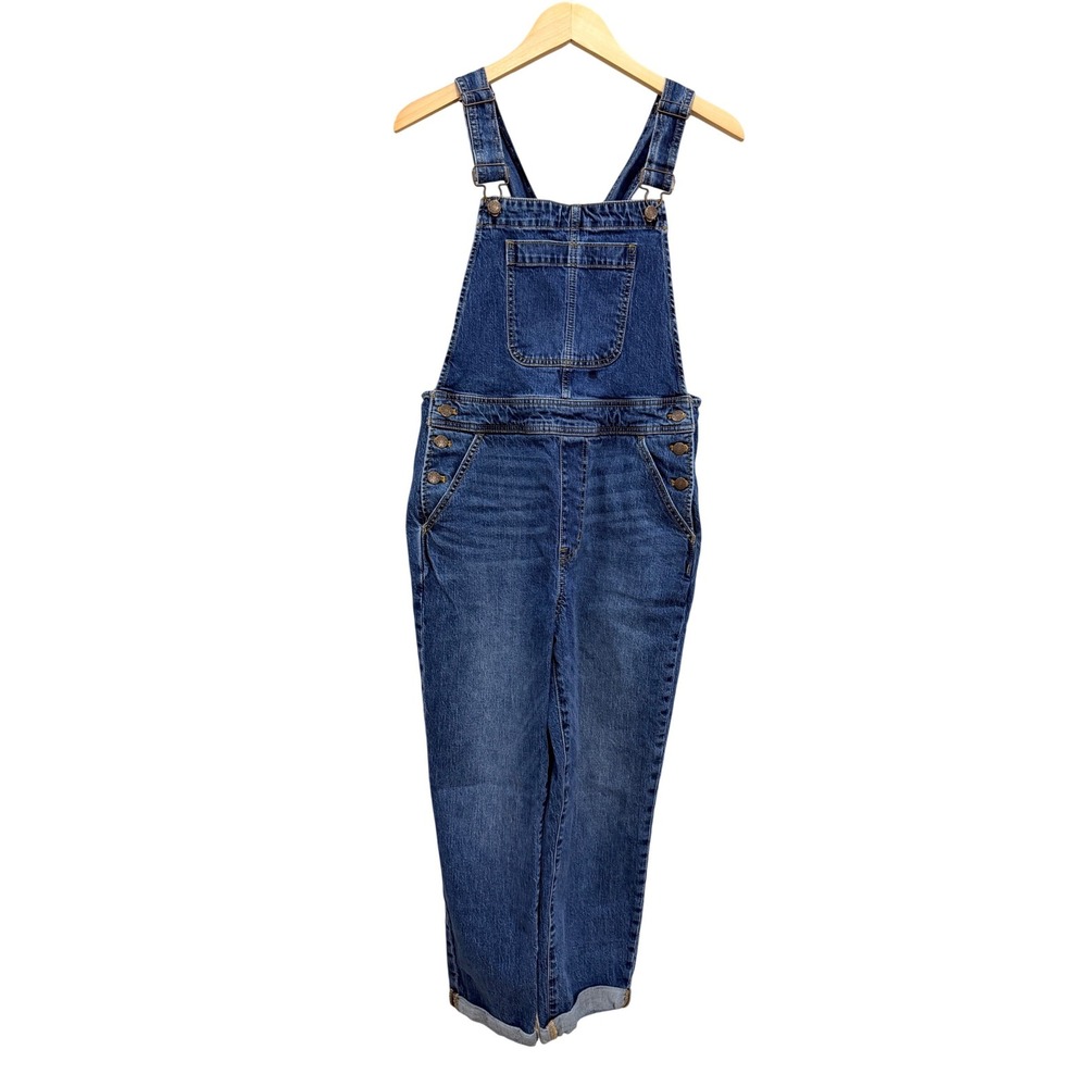 J.Crew Denim Overalls Womens Size M Blue Good Stretch Re-Imagined Bib Pocket‎